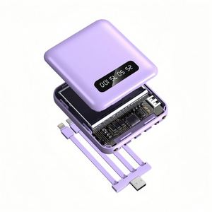 Batterie externe compacte et portable avec logo personnalisé, intégrant quatre câbles de données multi-types, idéale pour les cadeaux d'entreprise - Product Image 4
