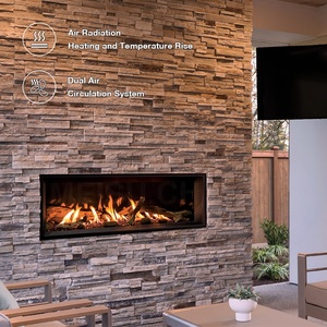 Support TV MEISU.CH 40 pouces moderne avec cheminée en verre à effet de flammes panoramiques et rapport d'or, meuble de cheminée à gaz d'intérieur - Product Image 3