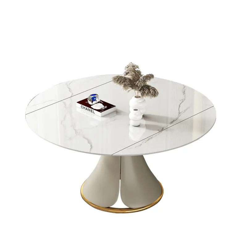 Table de salle à manger pivotante moderne de luxe en ardoise Table rectangulaire et ronde Table extensible