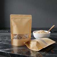 Pochette personnalisée en papier kraft biodégradable avec fenêtre transparente et fermeture éclair refermable pour aliments pour animaux et collations sèches