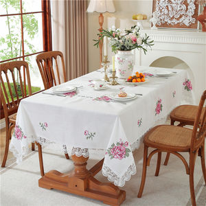 Moderna semplicità tovaglia rettangolare ricamata floreale in pizzo poliestere Design a punto croce per feste in casa - Product Image 4