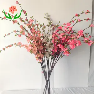 Sakura en soie synthétique rose blanc, Branches de pêche, fleur de cerisier artificielle pour décoration de jardin, printemps