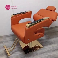 Fauteuil de Barbier Inclinable Yicheng à Vendre Pas Cher pour Salon de Coiffure Rose, Mobilier de Salon de Beauté Noir et Or Moderne (Lot de 2)