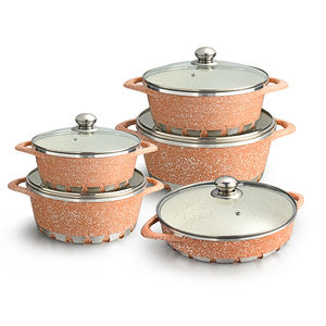 Ensemble de casseroles en aluminium Dessini Granite, revêtement céramique transparent en verre moulé sous pression, personnalisé mexicain, <span class=keywords><strong>rose</strong></span>, autres - Product Image 1