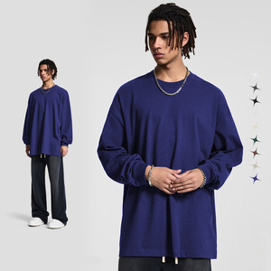 <span class=keywords><strong>Camiseta</strong></span> de <span class=keywords><strong>Manga</strong></span> <span class=keywords><strong>Larga</strong></span> Extra Grande de Color Sólido Unisex de Alta Calidad Personalizada 100% Algodón 305gsm para Hombre al por Mayor - Product Image 4