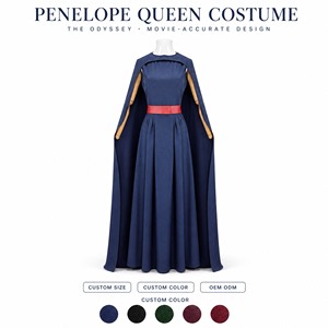 Robe de Reine Grecque Vintage en PVC Penelope pour Femme, Robe Longue avec Cape, Ceinture Rouge, Tenue de Cosplay Faite à la Main Inspirée du Film - Product Image 1