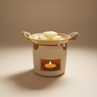 Diffuseur de cire aromatique résistant à la chaleur, à combustion sèche sécurisée, avec poignée en corde de chanvre vintage et design ajouré, conçu pour la chauffe.