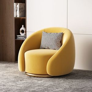 Hot Sales Modern Nordic Designer Single Round <b>Sofa</b> Chair Luxury Light Cloth Rotating for Home Office Apartment <b>Hotel</b> Living Room - Product Image 3