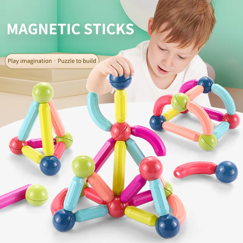 Amazon High Quality 3D Magnet Block Toy Set Kids Creative Flexible Building Toys Magnetic Sticks And Balls Toys