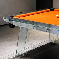 Nouvelle conception de table de billard de luxe en acrylique transparent, taille 8 pieds / 9 pieds, en PMMA, pour salon