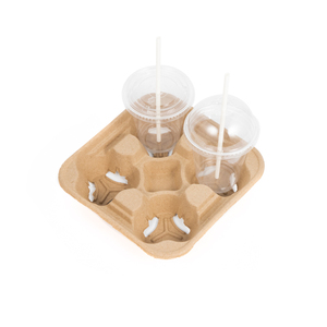 Bandeja de pulpa moldeada Personalizada-Respetuoso con el medio ambiente para llevar 2/4 Portavasos Desechable <span class=keywords><strong>ffee</strong></span> Taza de bebida Bandeja de soporte de fibra de pulpa de papel - Product Image 1
