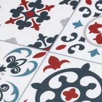 Selbstklebende PVC-Fliesen für Boden & Wandverkleidung Vintage Blumen- und Geometrisches Muster