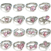Bague ouverte géométrique zircon cœur haut de gamme couple femme, bijoux mode bagues fournisseur en gros en vente