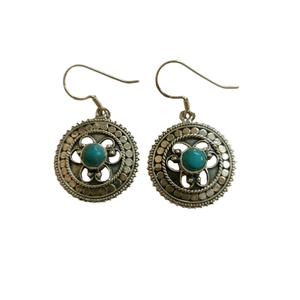 Pendientes de Plata de Ley 925 Hechos a Mano con Turquesa, Joyería de Piedras Preciosas Naturales, Pendientes Colgantes Bohemios de Moda para Mujer, Venta al por Mayor - Product Image 1
