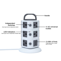 Multiple Plug Handle Tower Extension Board Protection contre les surcharges Extension électrique Trailing Socket Universal Outlet Power Strip
