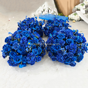 Ramo Floral de Rosas Artificiales de Seda Azul Real, para Centros de Mesa de Boda, Venta al Por Mayor - Product Image 2