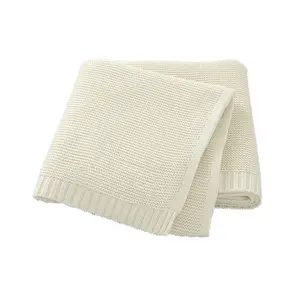 Cotton Baby Blanket Custom White 100% Cotton Quick Easy Knit Throw Blanket Cashmere Cable Baby Knit Blankets