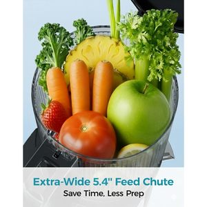 Extractor de Jugos en Frío Euhome con Boca de Alimentación de 5.4 Pulgadas, Prensado Lento, 250w, Alto Rendimiento, para Frutas y Verduras Frescas, Eléctrico - Product Image 3