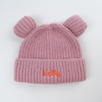 Bonnet d'hiver pour femme, motif chat mignon avec oreilles, broderie logo personnalisée, nœuds écossais, 100% acrylique, style personnage