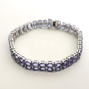 Bracelet de soirée fait main en argent sterling 925 pour femmes, avec pierre précieuse tanzanite attrayante, léger et élégant - Product Image 3
