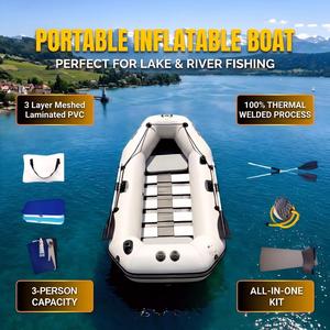 Bote Inflable SOLARMARINE de 7.5 pies para 2 Personas, Kayak, <span class=keywords><strong>Balsa</strong></span>, Dinghy con Fondo de <span class=keywords><strong>Madera</strong></span> para Adultos, con Remos y Bomba de Aire - Product Image 1