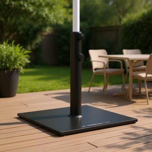 Base de parasol carrée en acier noir de 37,5 lb pour mobilier d'extérieur - Product Image 2