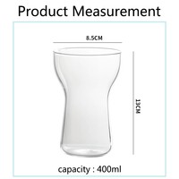 Vaso Transparente de Vidrio de Borosilicato de Alta Calidad Estilo INS de 400 ml para Fiestas, Café Helado, Desayuno, Leche