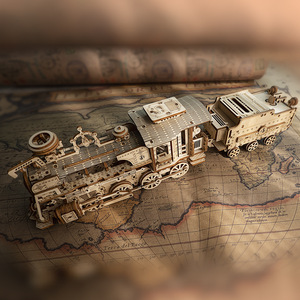 Rompecabezas 3D Estereoscópico de Tren de Vapor, Juguete Educativo Decorativo de Madera Hecho a Mano, Modelo de Ensamblaje DIY - Product Image 3