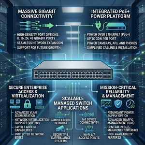 Commutateur géré Catalyst <span class=keywords><strong>C1000</strong></span> C1200 C1300 Series 8 16 24 48 ports PoE+ Gigabit, Commutateur d'accès d'entreprise 2G <span class=keywords><strong>4G</strong></span> SFP 4x10G SFP+ - Product Image 4