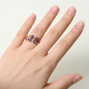 แหวนลูกปัดคริสตัลปรับขนาดได้ประดับด้วยลูกปัดอเมทิสต์ทำมือจาก New Chuse Jewelry ปี 2026 สำหรับเป็นของที่ระลึก - Product Image 1