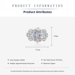 Toderi Manufacturer Supplier 10*14mm Oval Cut Cubic Zirconia <b>Necklace</b> Rings Unique Geometric Jewelry Set For Women - Product Image 3