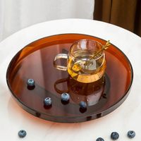 Plateau rond en acrylique, plateau de service rond transparent robuste, plateau rond décoratif pour cuisine, salle de bain, coiffeuse, table basse, ottoman, nourriture