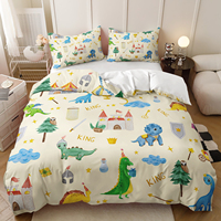 Parure de lit en polyester, style américain, imprimé numérique 3D, animaux de la forêt frais et petits, 500TC, toutes saisons, 3 pièces, housse de couette, dessin animé