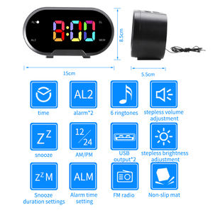 Réveil Radio Cordon Électrique Meilleur Réveil D'alarme Avec Am et Fm pour Hôtel Led Noir 24Hr - Product Image 4