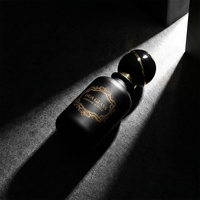 Flacon de parfum vide en verre noir mat et brillant, 30 ml, 50 ml, 100 ml, avec bouchon rond unique, étiquette personnalisée et boîte d'emballage – Vente chaude