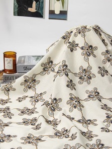 Tissu en dentelle jacquard classique en <span class=keywords><strong>lin</strong></span> et coton brodé de fleurs, poids moyen, <span class=keywords><strong>pour</strong></span> vêtements et robes unisexes - Product Image 6