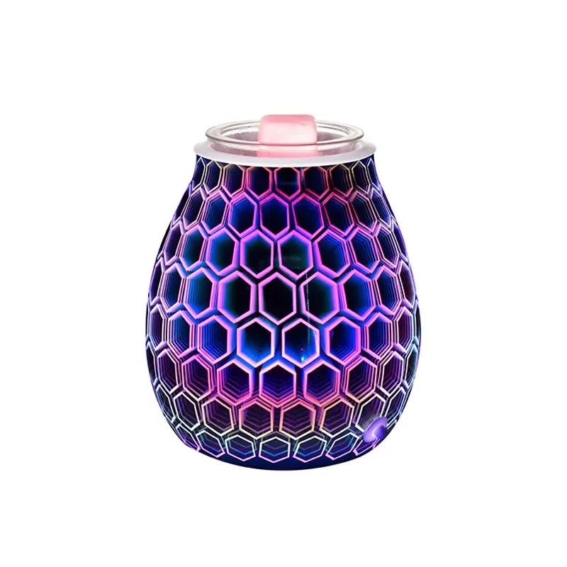 3D Effect Fireworks Touch Switch Electric Wax Burner Oil Warmer Night Light Glass Aroma Burner