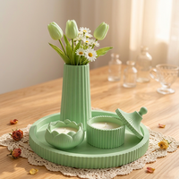 Kit de moule en silicone pour plateau de vase, support de bougie, pot de fleurs, en plâtre et ciment, antiadhésif, pour décoration de bureau