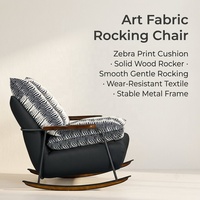 Fauteuil à bascule moderne en tissu, motif zèbre imprimé, coussin en métal, fauteuil d'appoint de loisirs pour balcon et salon