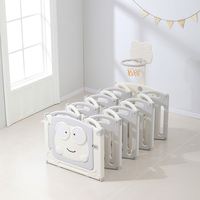 Parc de jeu pour bébé en plastique, motif grenouille de dessin animé moderne, avec panneau de jeu et panier de basket, pour chambre et extérieur, clôture de sécurité pour enfants