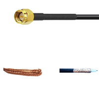 Câble coaxial RF RG58 à faible perte, 50 ohms, cuivre étamé, >60 dB, haute efficacité d'écranage, câbles de communication BNC vers SMA