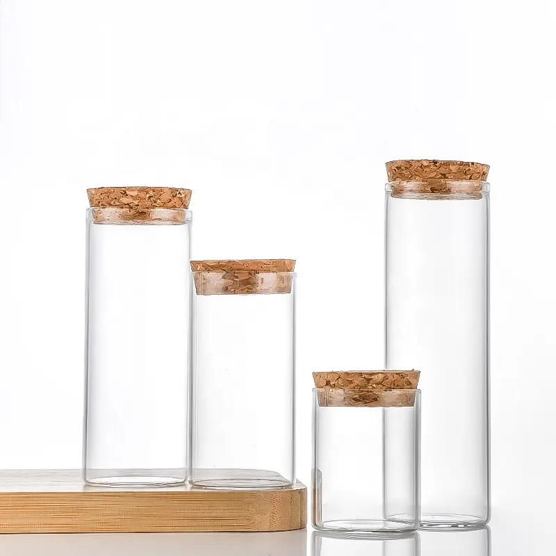 Flacons en verre de liège de 47mm de diamètre Tube de bouteille en verre transparent avec bouchons vides pour bouteille cadeau de thé