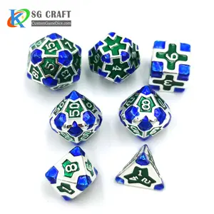 Jogo de dados personalizado poliédrico colorido de metal do jogo, mini conjunto de dados para jogos de d & d/rpg, d4 para d20