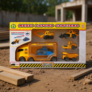 Ensemble de chantier semi-équipé avec 5 véhicules, incluant un camion de transport et une catapulte, pour enfants de 3 ans et plus - Product Image 3