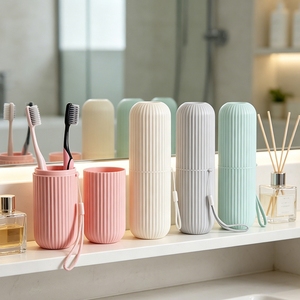 Estuche de Viaje Multiusos para Cepillo de Dientes, Portátil, Protector, con Vaso para Enjuague Bucal, para Camping, Viajes y Uso Diario - Product Image 2