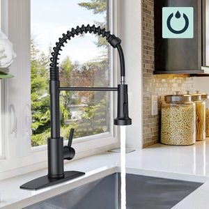 Matte Black Pull Down Sprayer Kitchen <strong>Faucet</strong>, Single Handle Black <strong>Faucet</strong> for Farmhouse Camper Laundry Utility <strong>Rv</strong> Wet Bar Sinks - Product Image 2