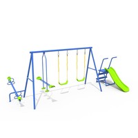 Ensemble de jeux d'extérieur commercial entièrement personnalisable pour garderies, comprenant balançoire, piscine à balles et jeu de paddle-ball, pour enfants