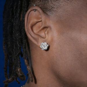Cluster Flower S925 Moissanite <b>Earrings</b> <b>Men</b> Hiphop 925 Sterling Silver Moissanite Stud <b>Earrings</b> with GRA Certificate - Product Image 5