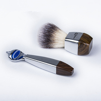 Kit de Rasage Homme de Luxe du Fabricant : Rasoir 5 Lames, Pinceaux de Rasage à Poils Synthétiques, Support Métallique, Bol à Rasage, Soin de la Barbe