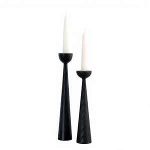 <b>Black</b> Metal <b>Candlestick</b> Holders Set of Two Taper Candle Holders for Home Decoration Durable Design Modern Style - Product Image 1